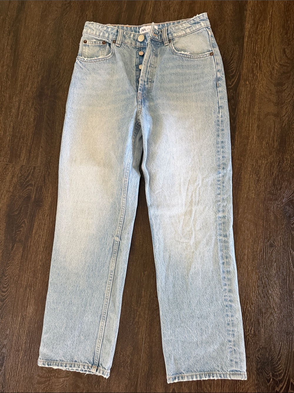 Zara Light Blue Cropped Ankle Jeans